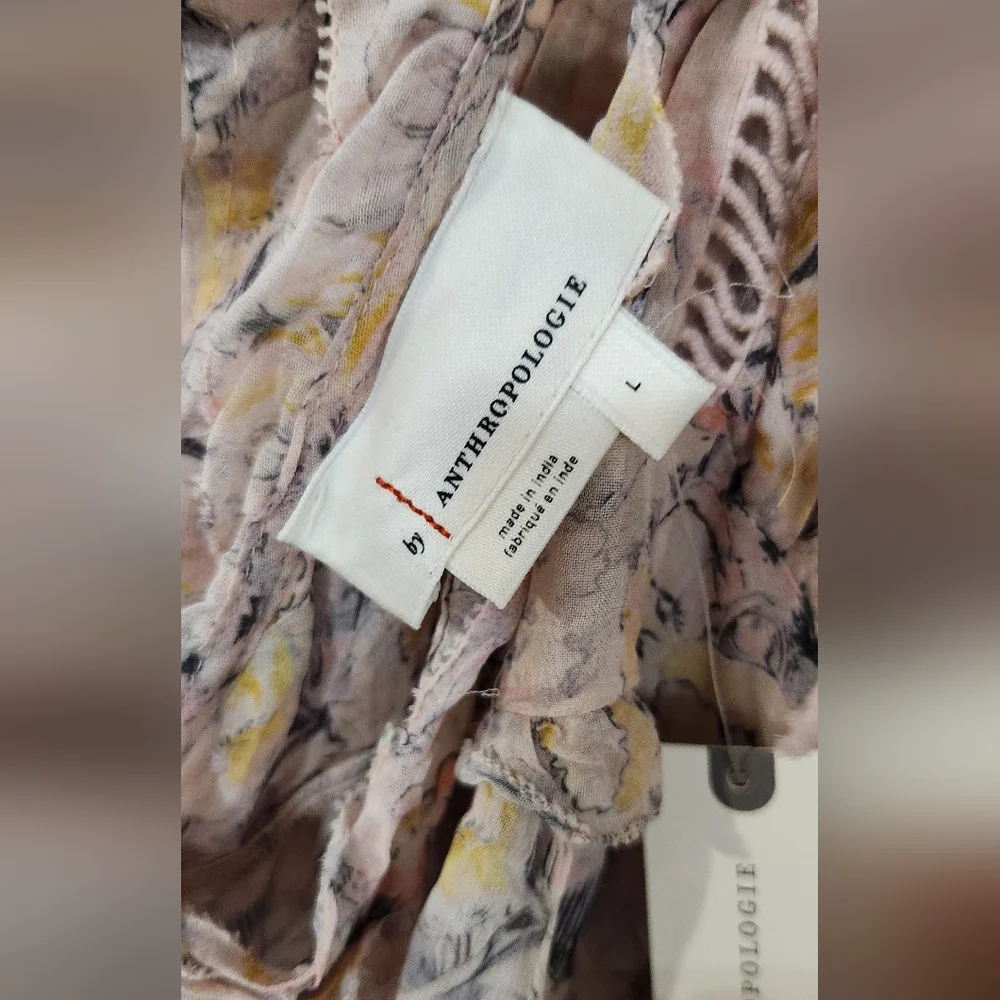 Anthropologie Asymmetrical Floral Dress in Pink and Cream - Picture 10 of 11